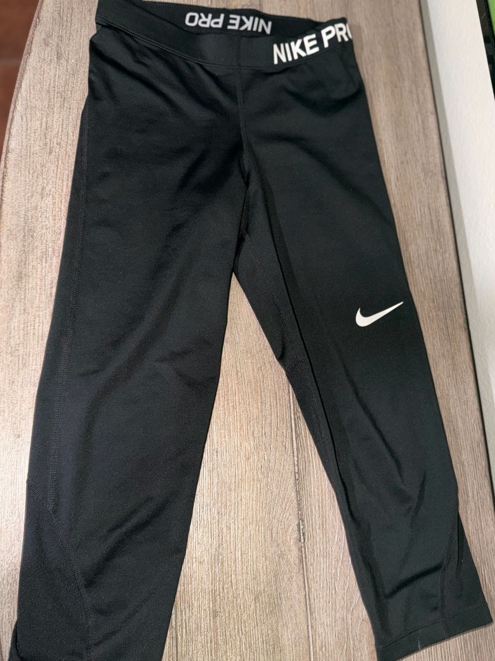 Nike Black Capri Leggings with White Swoosh